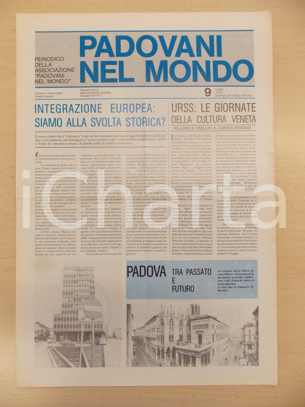 Giornale, rivista storica 1979 PADOVANI NEL MONDO Giornate della cultura veneta in URSS Periodico n.9 1