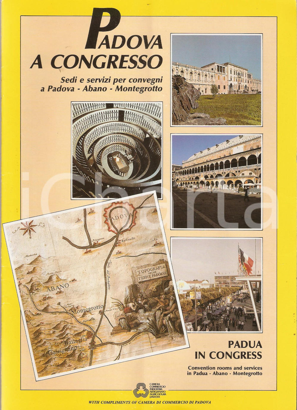 Materiale pubblicitario d’epoca 1989 PADOVA in congresso  Sedi per convegni a Padova ABANO Montegrotto 20x28 cm 1