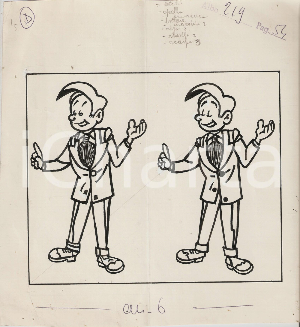 Stampa, bozzetto originale 1955 ca JOLLY Vignetta ORIGINALE Trova le differenze 22x23 cm 1