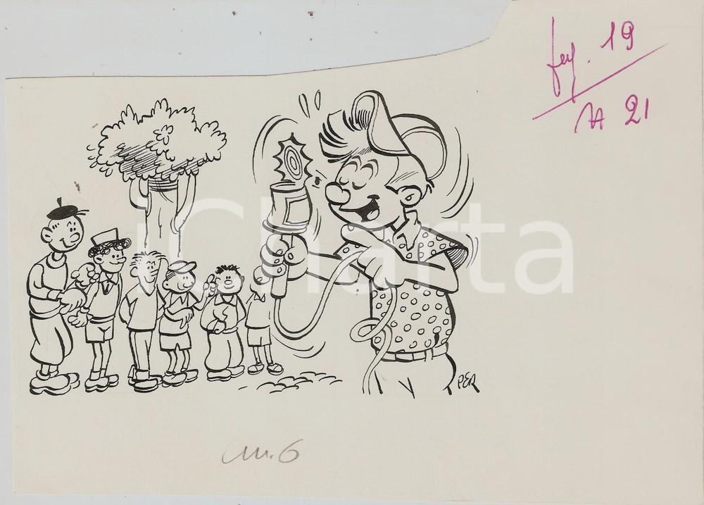 Stampa, bozzetto originale 1955 ca JOLLY Carlo PERONI Telefono meccanico PEROGATT Illustrazione ORIGINALE 1