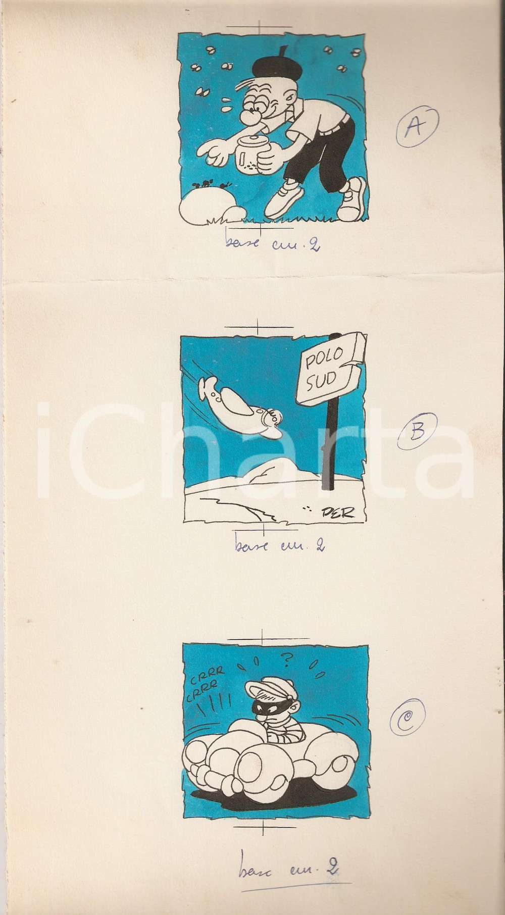 Stampa, bozzetto originale 1955 ca JOLLY Carlo PERONI Vignette miste PEROGATT Illustrazione ORIGINALE 16x32 1