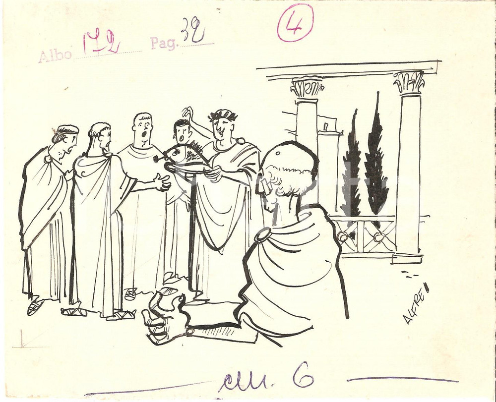 Stampa, bozzetto originale 1955 ca IL VITTORIOSO ? Illustrazione originale Alfredo BRASIOLI Antichi romani 1