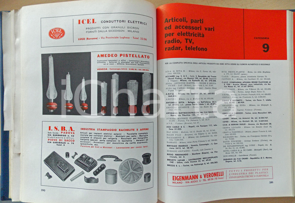 Libro, pubblicazione d epoca 1960 ca CATALOGO ITALIANO POLIPLASTI IV edizione 486 pp. ILLUSTRATO Ed. VOGA 1