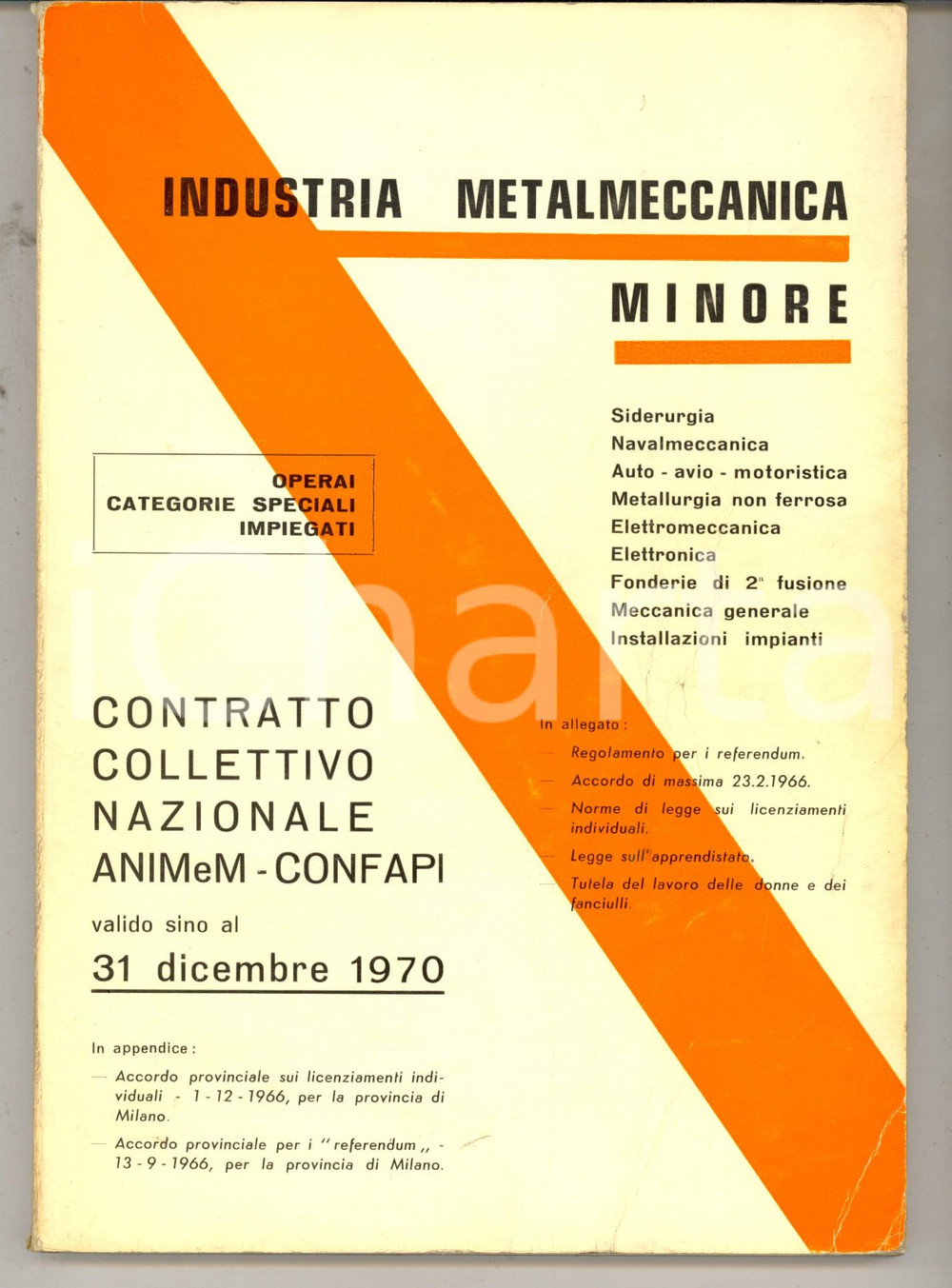 Libro, pubblicazione d epoca 1970 ANIMeM  CONFAPI Contratto collettivo industria metalmeccanica minore 1