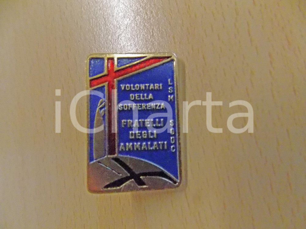 Opera d’arte autentica 1960 ca OPERA BEATO LUIGI NOVARESE Volontari della Sofferenza Spilla 2x3,5 cm 1