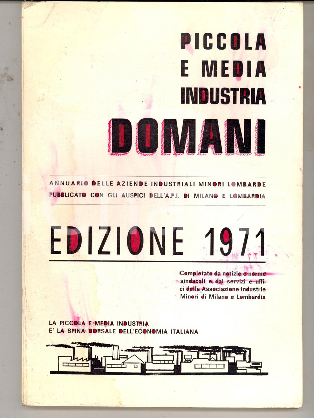 Libro, pubblicazione d epoca 1971 A.P.I. MILANO e LOMBARDIA Piccola e media industria domani Annuario 1