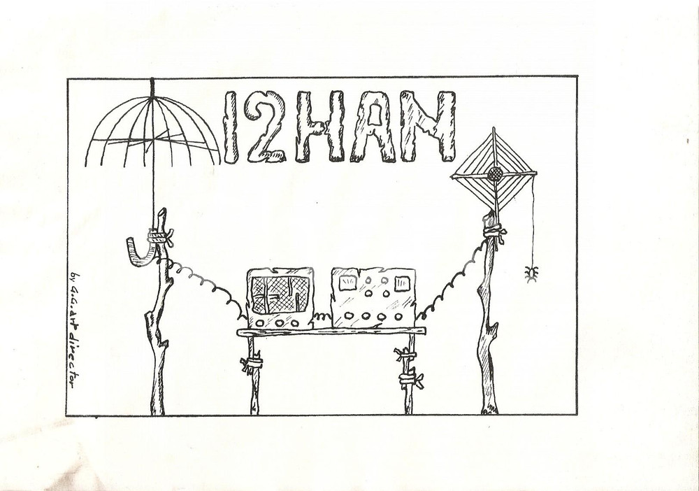 Stampa, bozzetto originale 1980 ca MILANO Radioamatori i2han Bozzetto ILLUSTRATO per cartolina QSL 21x14 cm 1