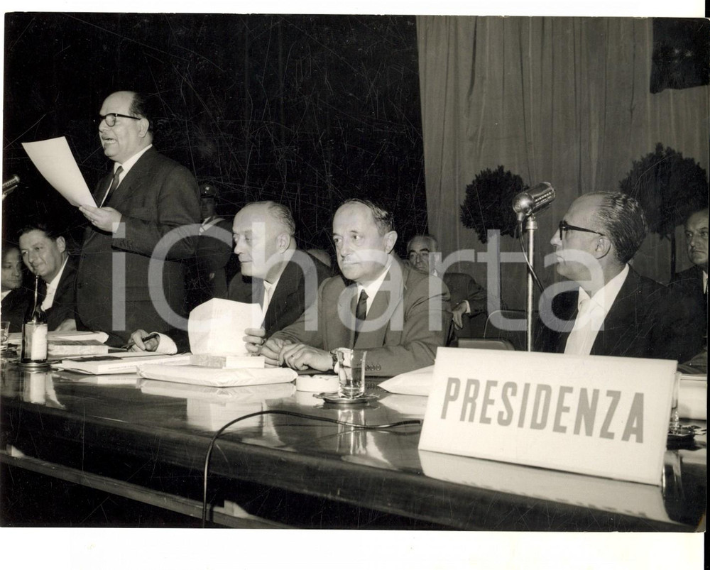 Fotografia d epoca originale 1959 STRESA Inaugurazione XVI Conferenza Traffico  TOGNI BRUSCASCA CARACCIOLO 1