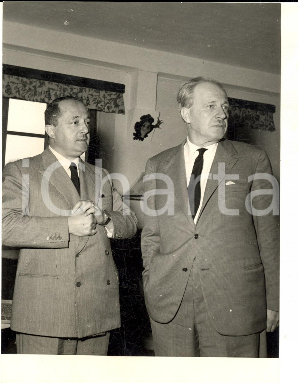 Fotografia d epoca originale 1954 ROMA Funerali DE GASPERI  Giuseppe BRUSASCA con il fratello Augusto Foto 1