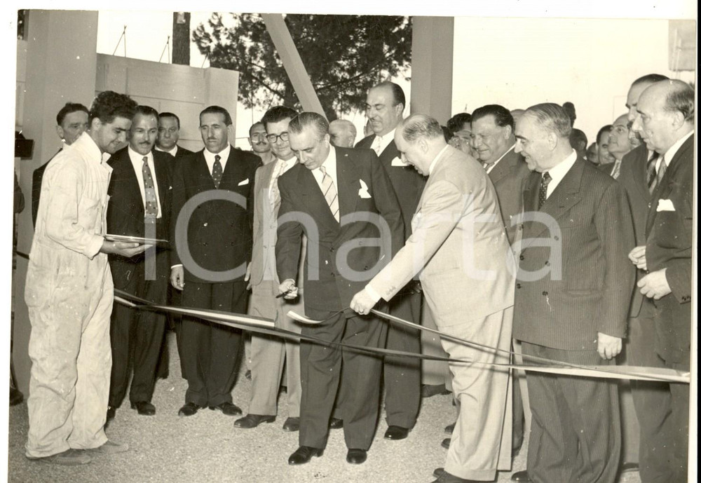 Fotografia d epoca originale 1953 ROMA Ministro Pietro CAMPILLI inaugura all EUR la Fiera Fotografia 18x13 1