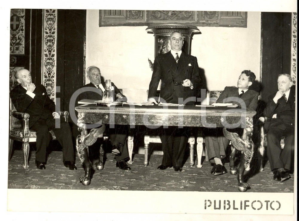 Fotografia d epoca originale 1954 NAPOLI On. Pietro CAMPILLI e Mario MARTINELLI al Congresso Asiatico Foto 1