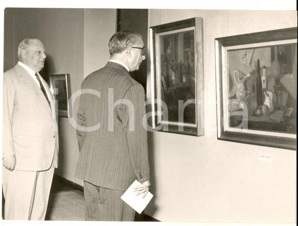Fotografia d epoca originale 1955 ROMA Pietro CAMPILLI alla mostra per il PREMIO MARZOTTO Foto 18x13 1