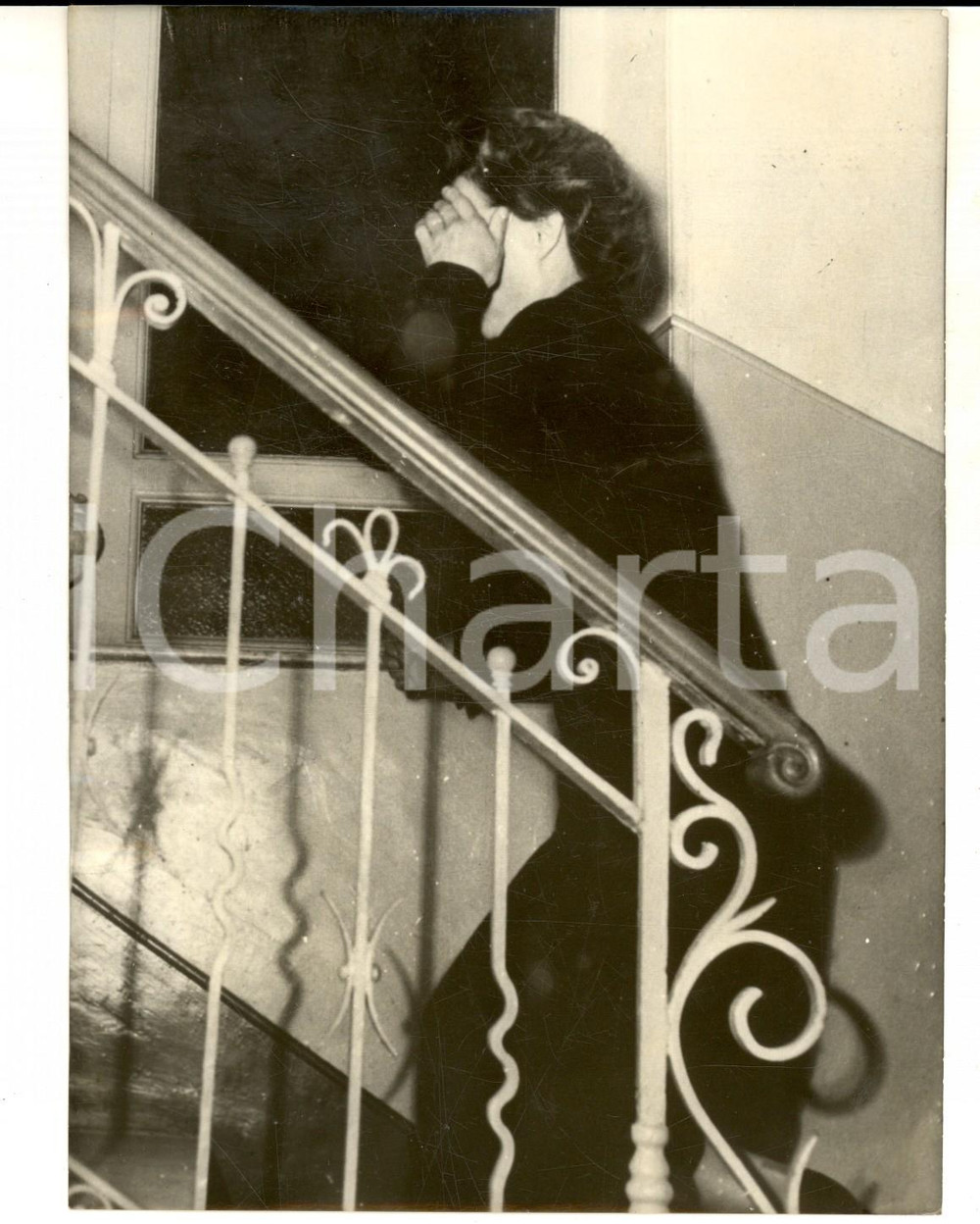 Fotografia d epoca originale 1953 GROTTAFERRATA Maria KOMEL arriva a prelevare il principino Fu ad d Egitto 1