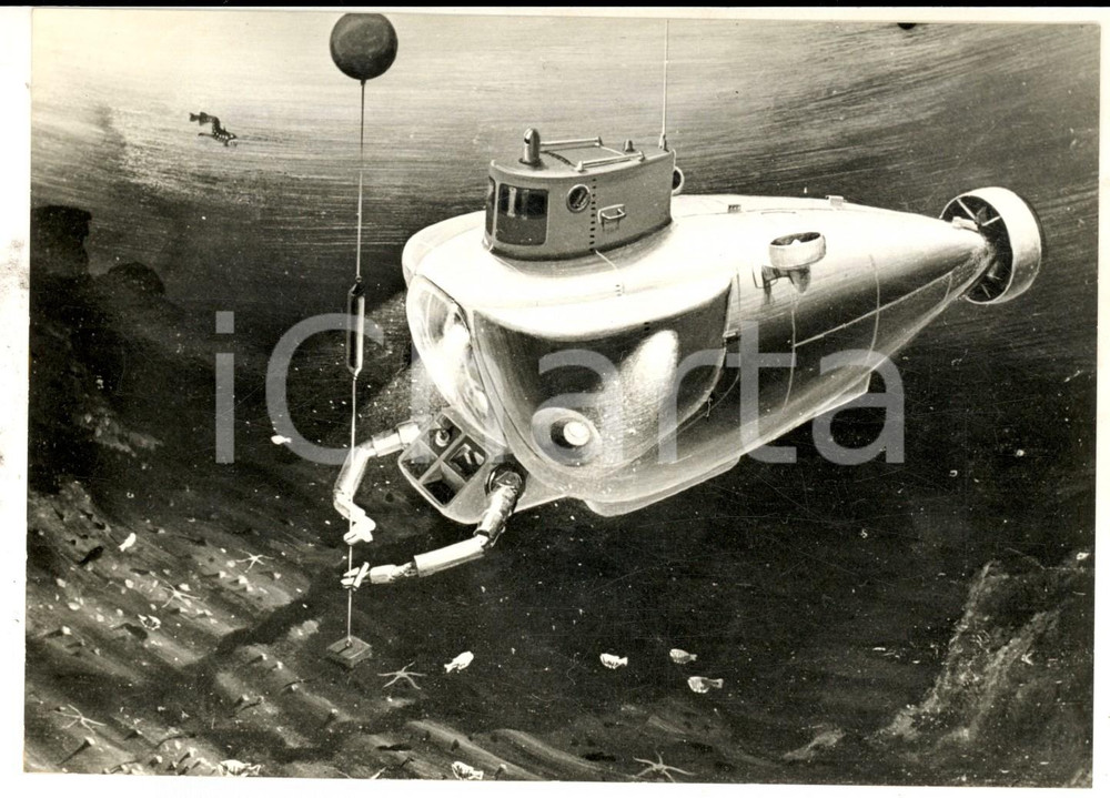 Fotografia d epoca originale 1968 US ARMY GROTON Il nuovo mini sommergibile AUTEC Foto del progetto 1