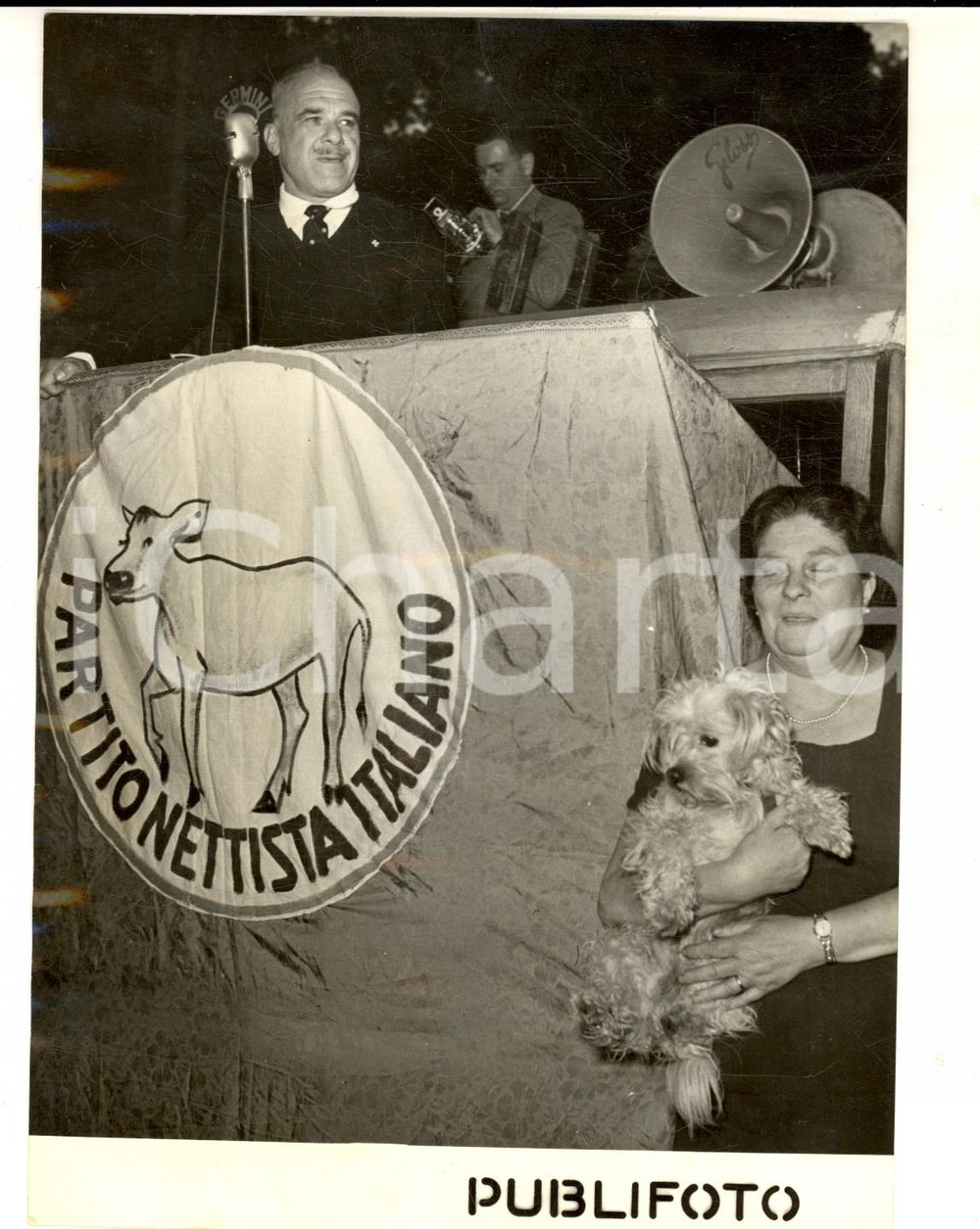 Fotografia d epoca originale 1953 ROMA Comizio di Corrado TEDESCHI pro PARTITO NETTISTA Foto 14x18 1