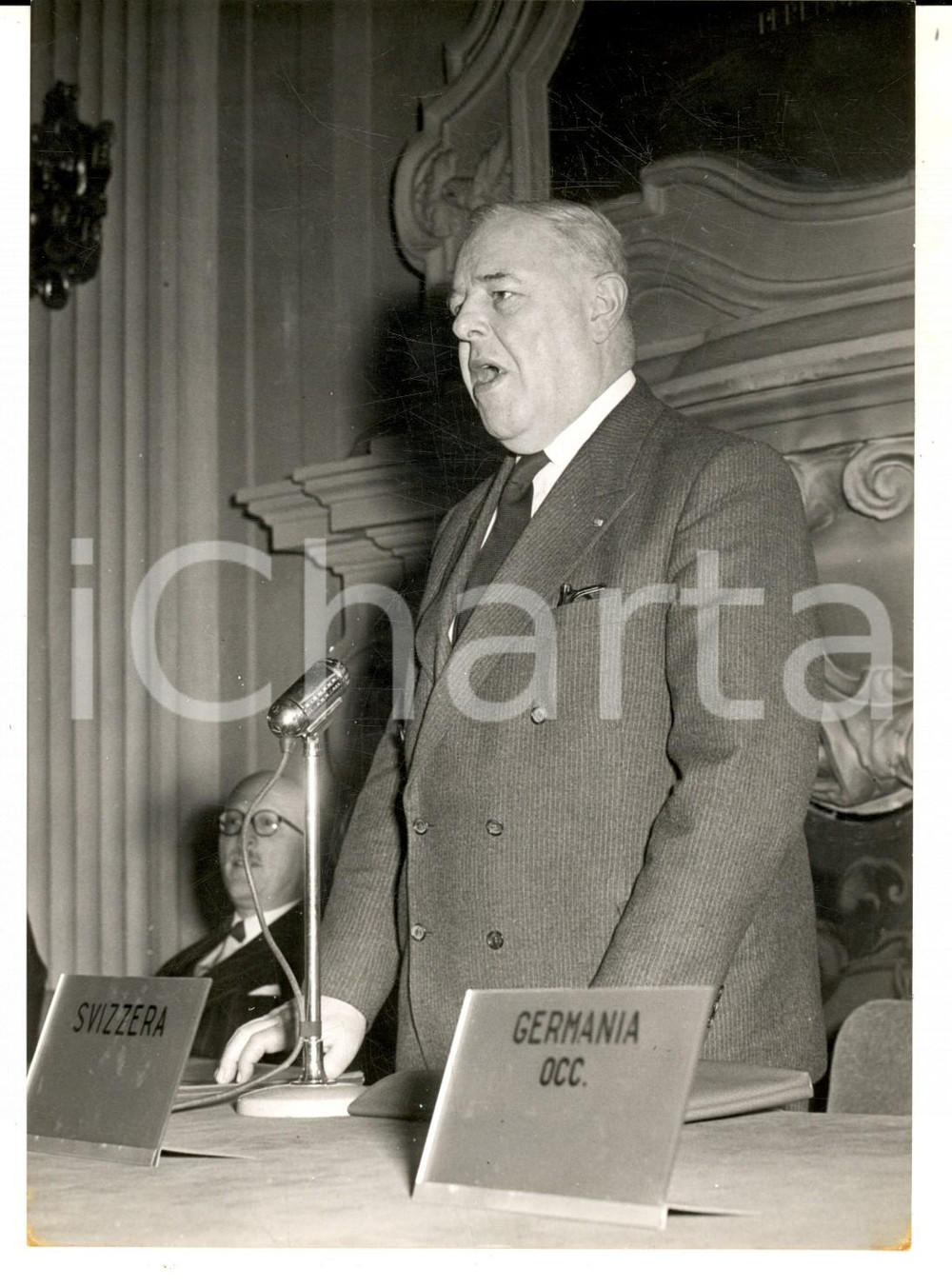 Fotografia d epoca originale 1957 TORINO PALAZZO MADAMA Inaugurazione del CECC  Intervento di Emile HAMILIUS 1