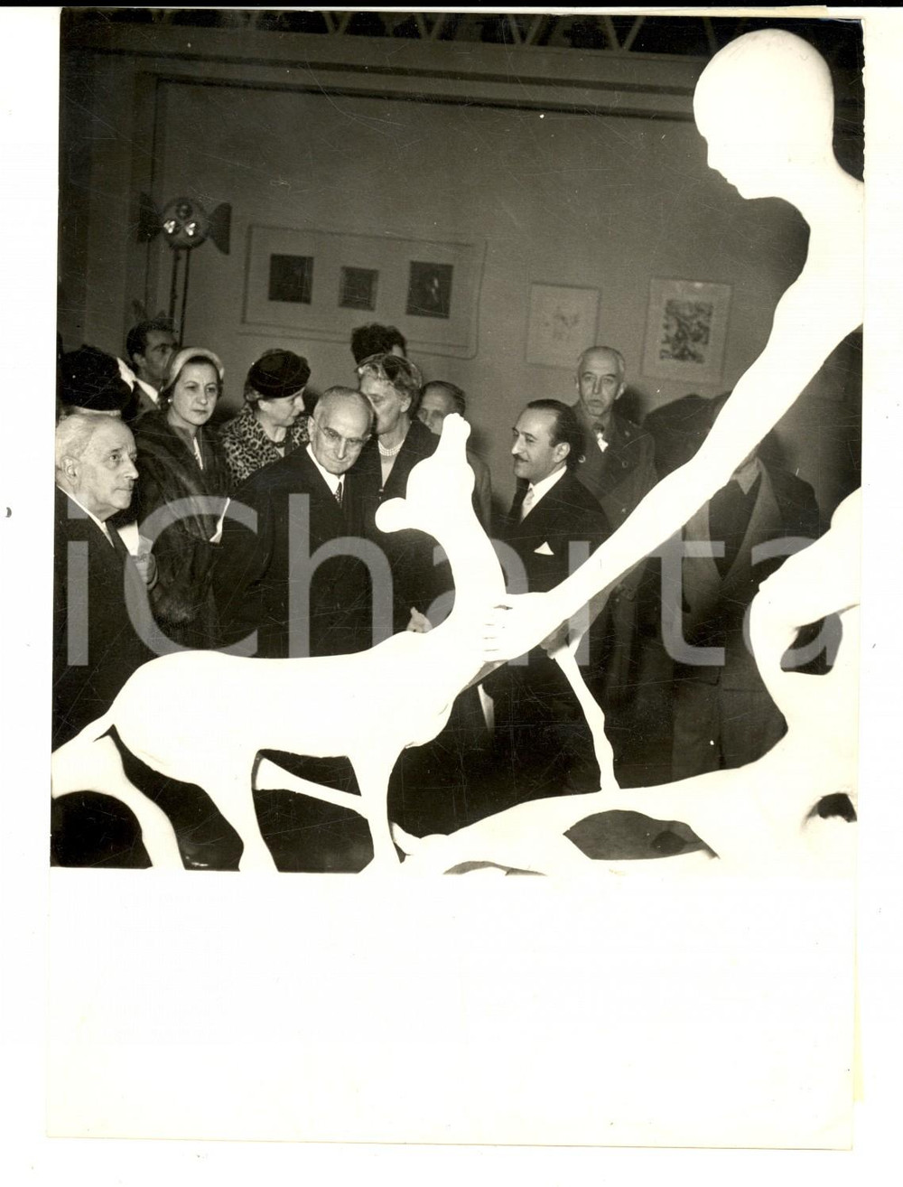 Fotografia d epoca originale 1955 ROMA Presidente Luigi EINAUDI inaugura mostra d arte pro U.N.A.C. Foto 1