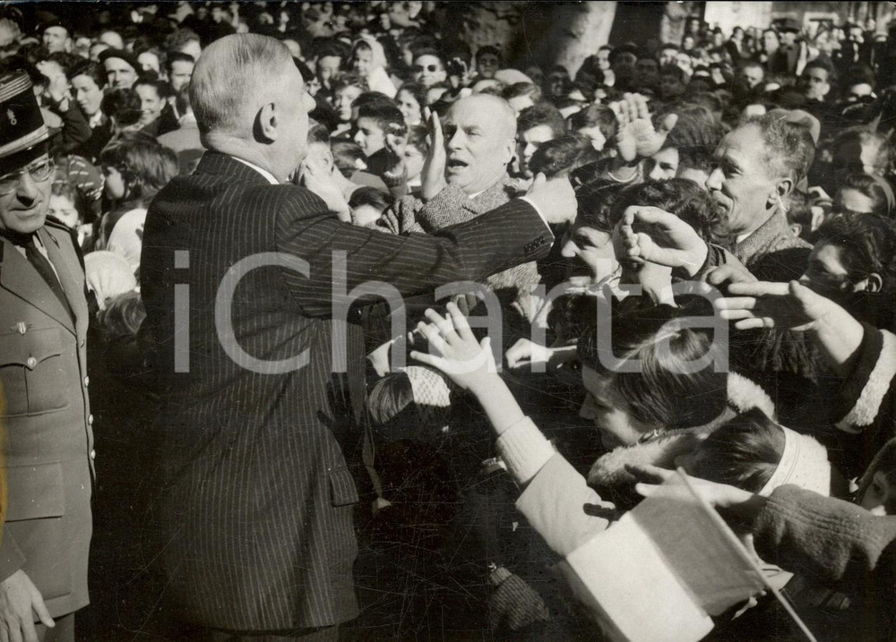 Fotografia d epoca originale 1959 FOIX FRANCE Charles DE GAULLE face Ã  l acclamation de la foule Photo 1