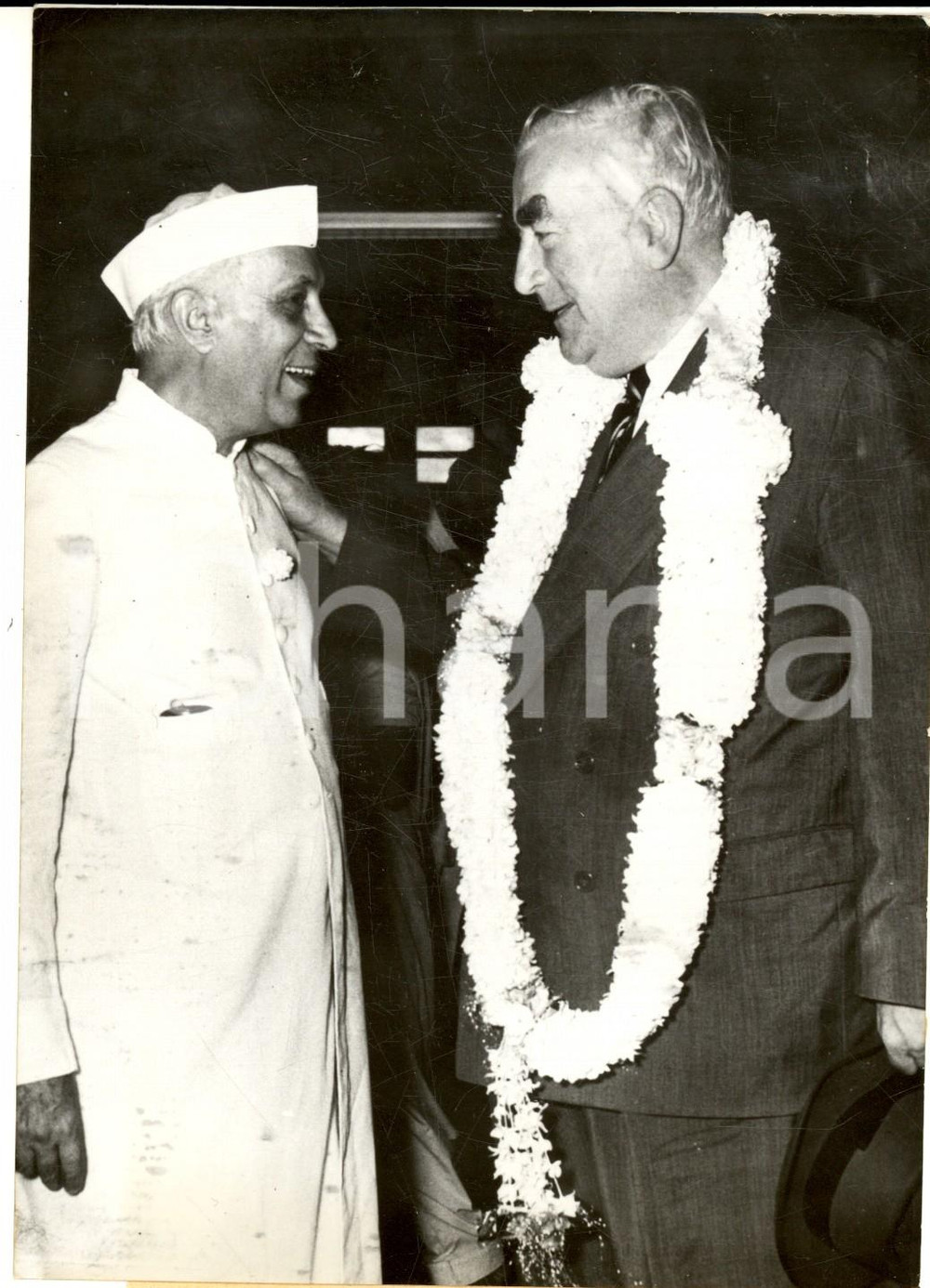 Fotografia d epoca originale 1959 DELHI INDIA Sir Robert MENZIES accolto da Pandit Jawaharlal NEHRU Foto 1