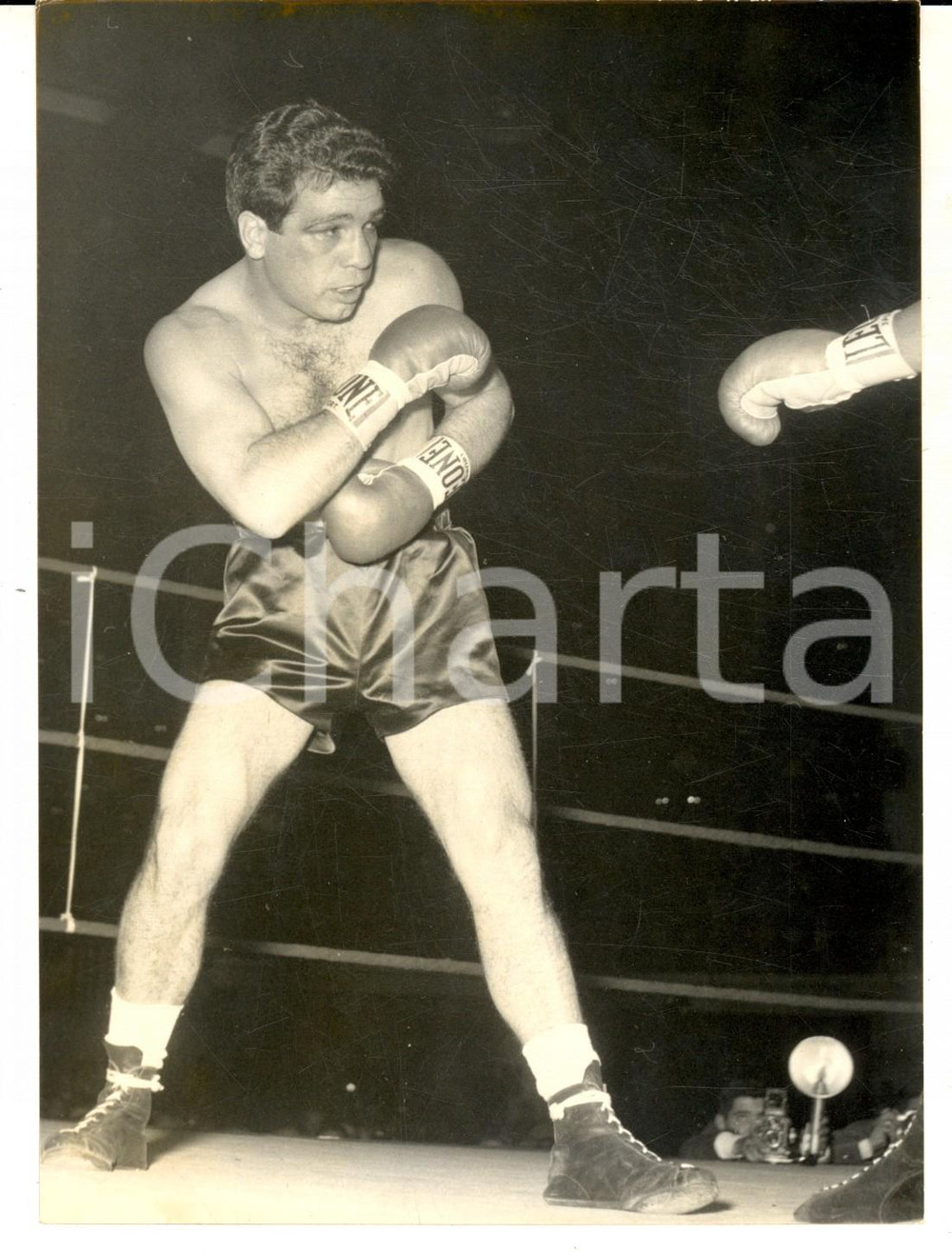 Fotografia d epoca originale 1962 MILANO BOXE Duilio LOI prima dell incontro con Billy COLLINS Foto 14x18 1