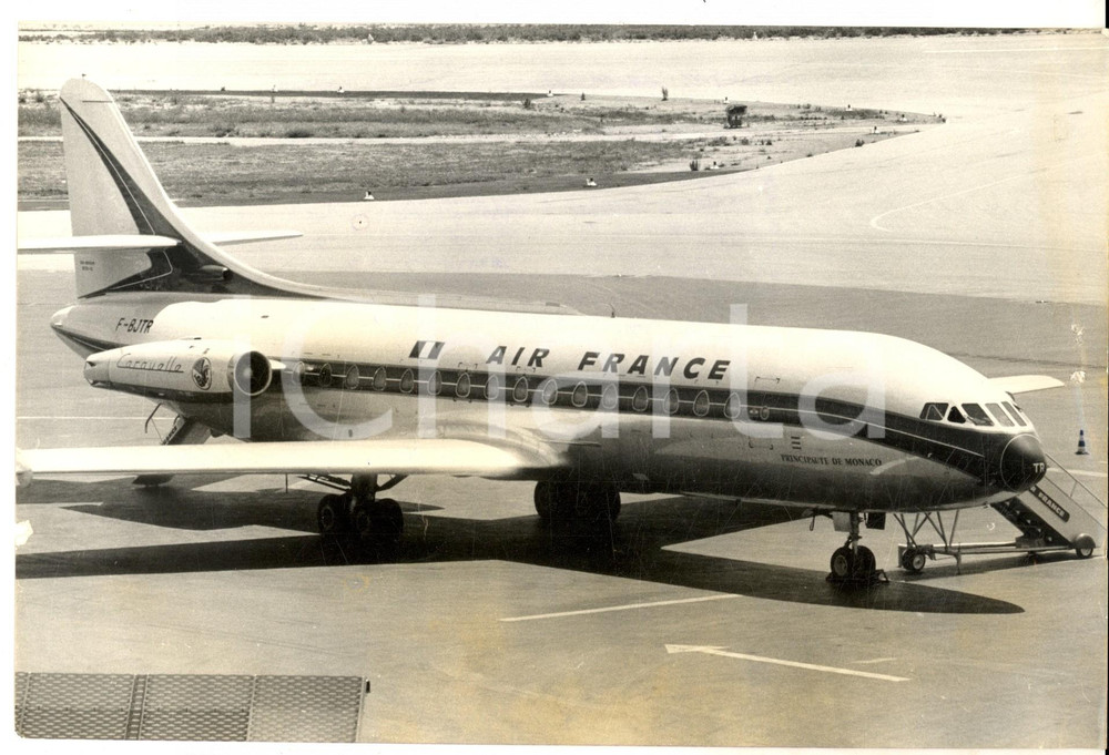 Fotografia d epoca originale 1965 PRINCIPATO DI MONACO Il nuovo 41Â° CARAVELLE di AIR FRANCE Foto 1