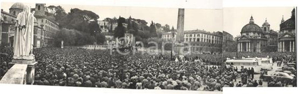 Fotografia d epoca originale 1953 ROMA Piazza del Popolo  Augusto DE MARSIANICH apre campagna elettorale MSI 1