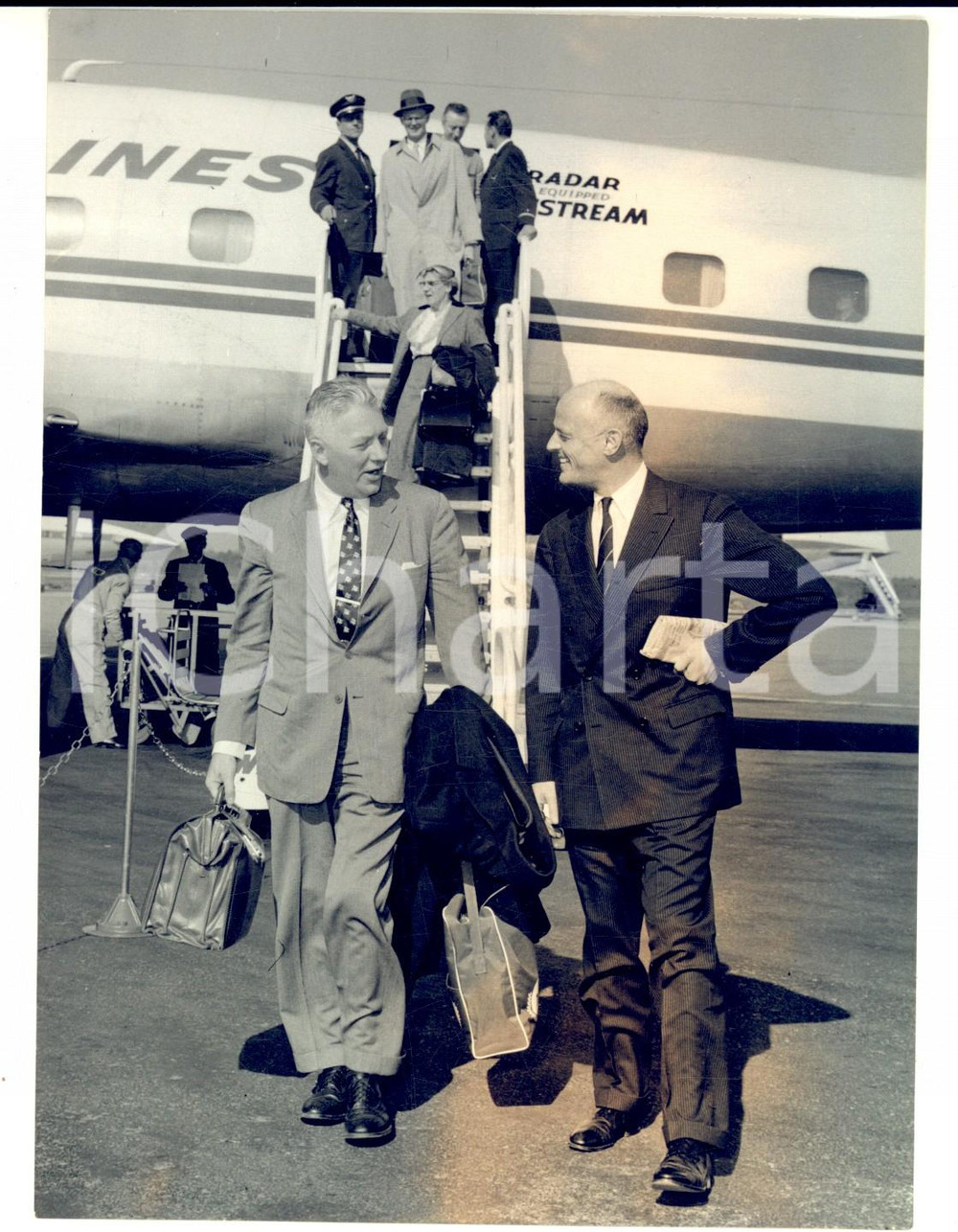 Fotografia d epoca originale 1959 MILANO MALPENSA John F. FLOBERG arriva per finanziamento ISPRA 1 Foto 1