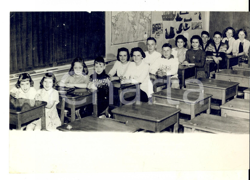 Fotografia d epoca originale 1958 TORONTO Seven sets of twins in one school Photo 20x15 cm 1
