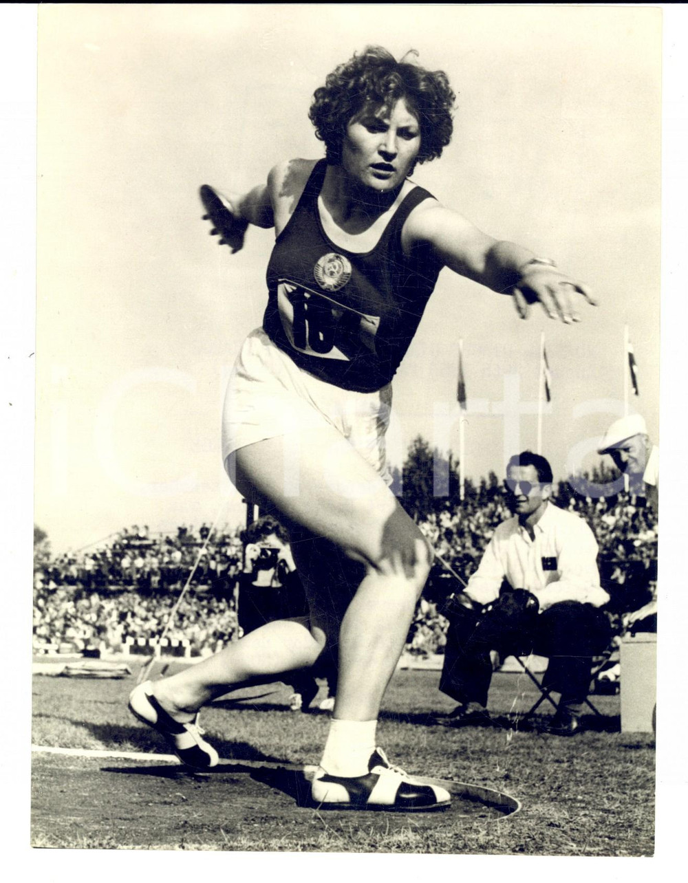 Fotografia d epoca originale 1954 ATHLETICS Portrait of discus thrower Nina PONOMARYOVA Photo 18x24 1