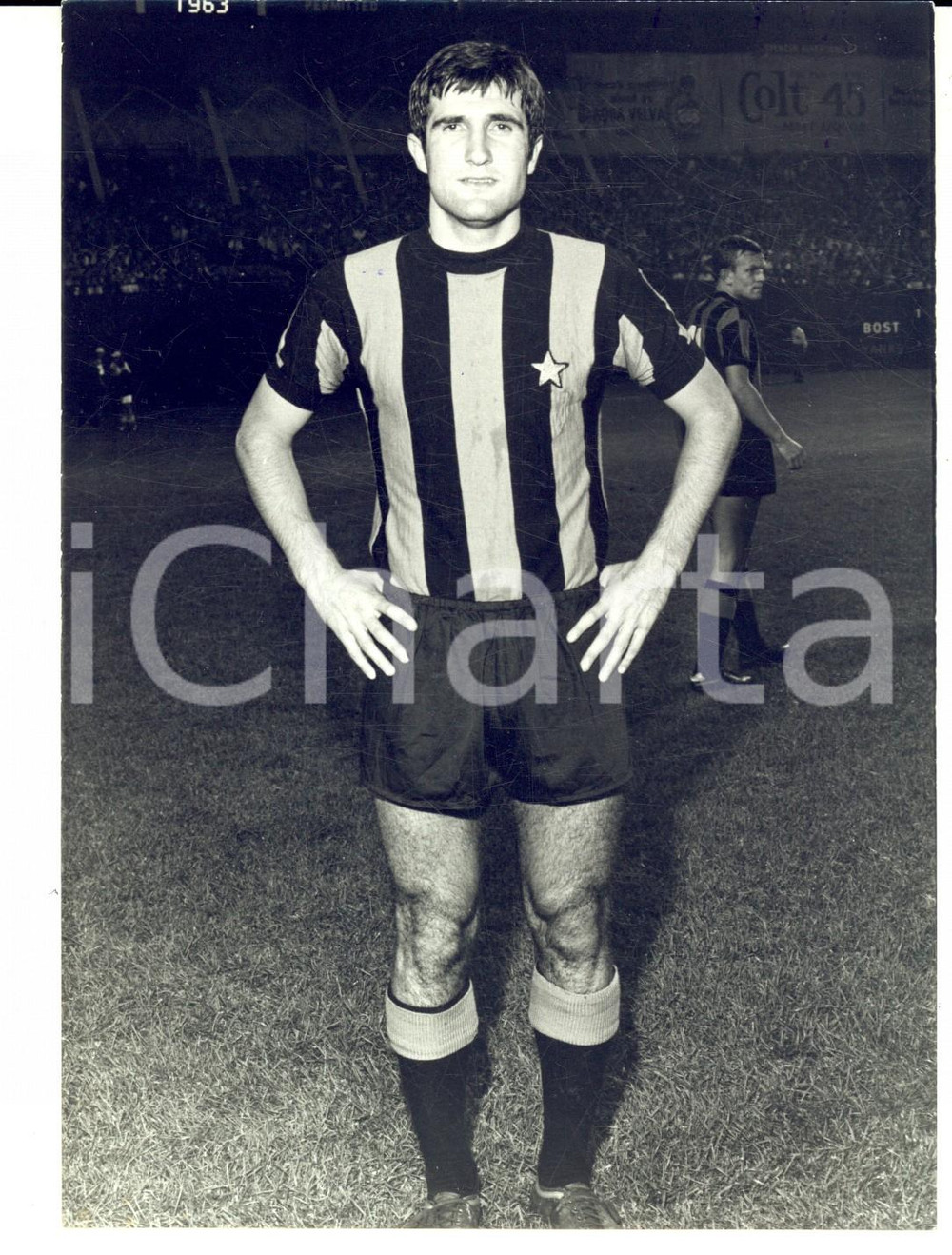Fotografia d epoca originale 1967 CALCIO SERIE A INTERSANTOS BRASILE Ritratto Sergio SANTARINI Foto 14x18 1