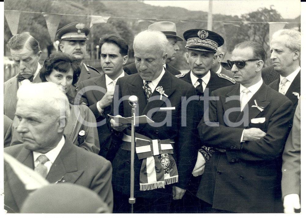 Fotografia d epoca originale 1959 SUSA TO Rievocazione arrivo truppe francesi nel 1859  Discorso Foto 1