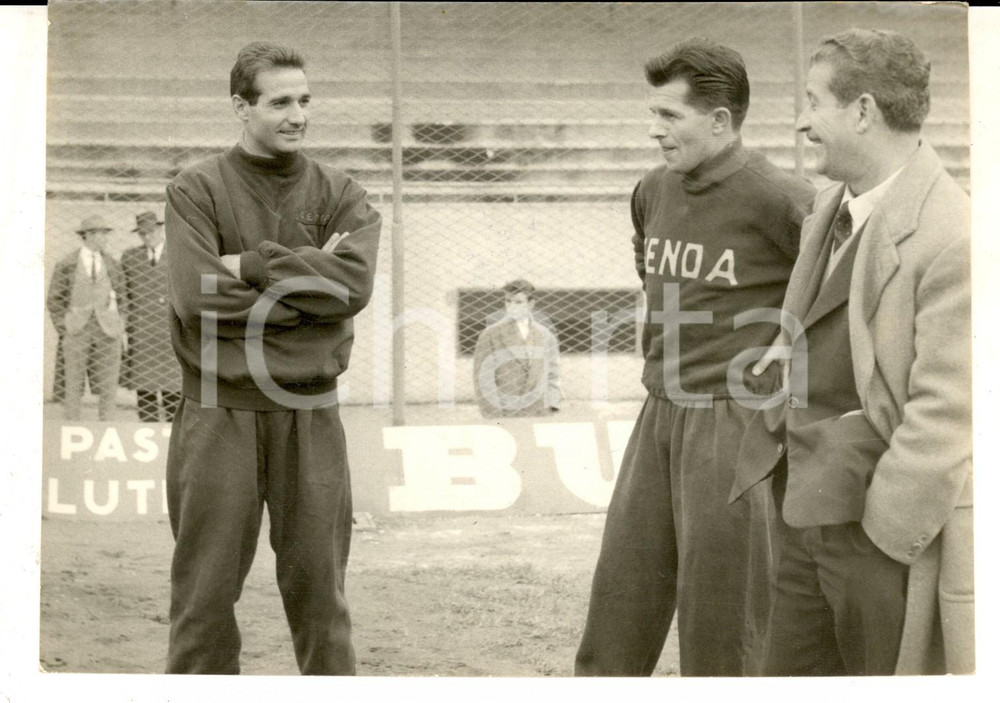 1959 CALCIO SERIE A GENOA Istvan Stefano NYERS con Benedetto DE ANGELIS *Foto