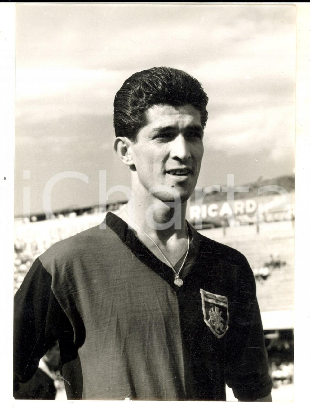 Fotografia d epoca originale 1957 CALCIO SERIE A GENOA Ritratto del giocatore JosÃ© PARODI Foto 14x18 cm 1