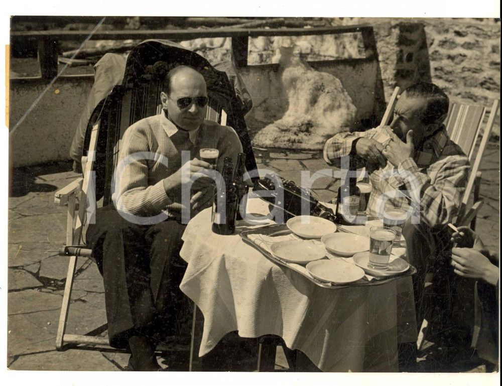 Fotografia d epoca originale 1955 CERVINIA Alessandro di Jugoslavia e Theo ROSSI DI MONTELERA Foto 18x13 cm 1