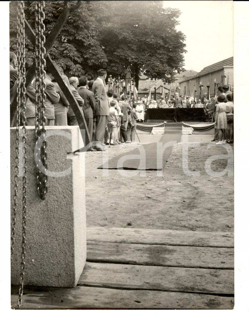 Fotografia d epoca originale 1957 MILANO Mons. MONTINI benedice prima pietra Casa Mutilato del Lavoro Foto 1
