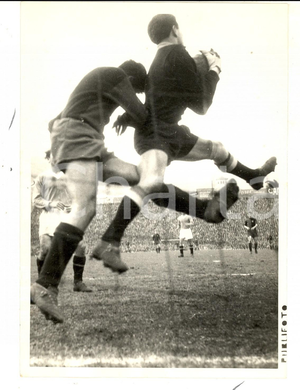 Fotografia d epoca originale 1960 ca CALCIO SERIE A Stadio Marassi GENOA Salvataggio della porta Foto 13x18 1