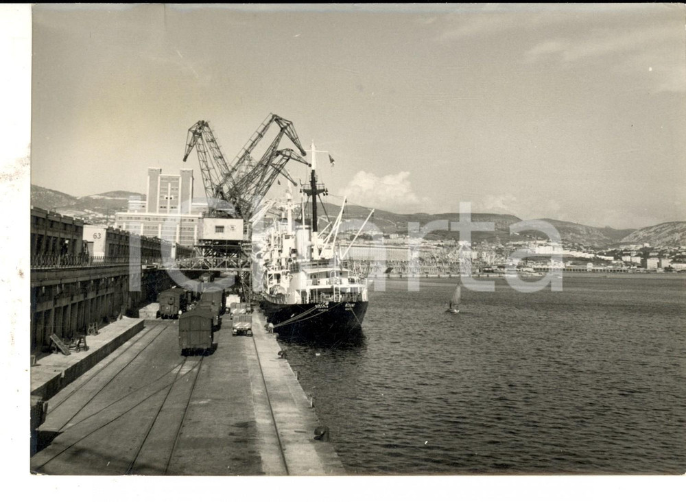 Fotografia d epoca originale 1953 TRIESTE Molo 6 con nave RISANO conteso con la Jugoslavia  Foto 18x13 1