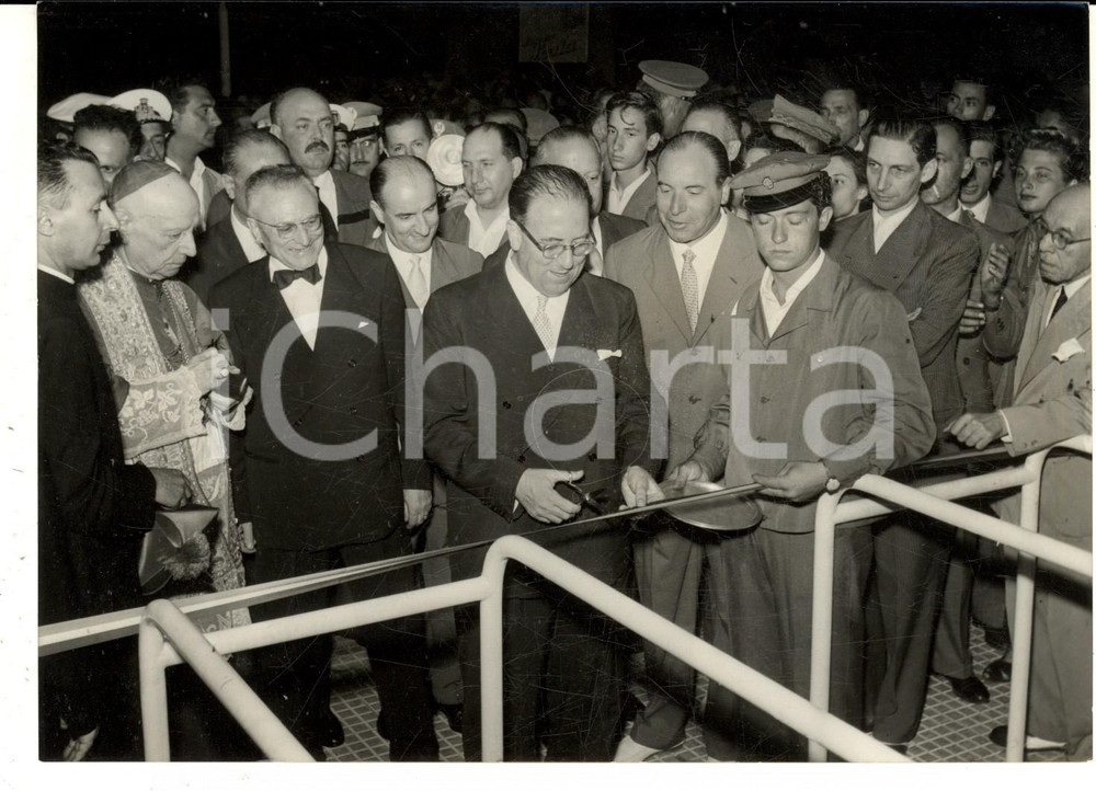 Fotografia d epoca originale 1955 ca FIERA di MESSINA Franco RESTIVO inaugura la manifestazione Foto 1