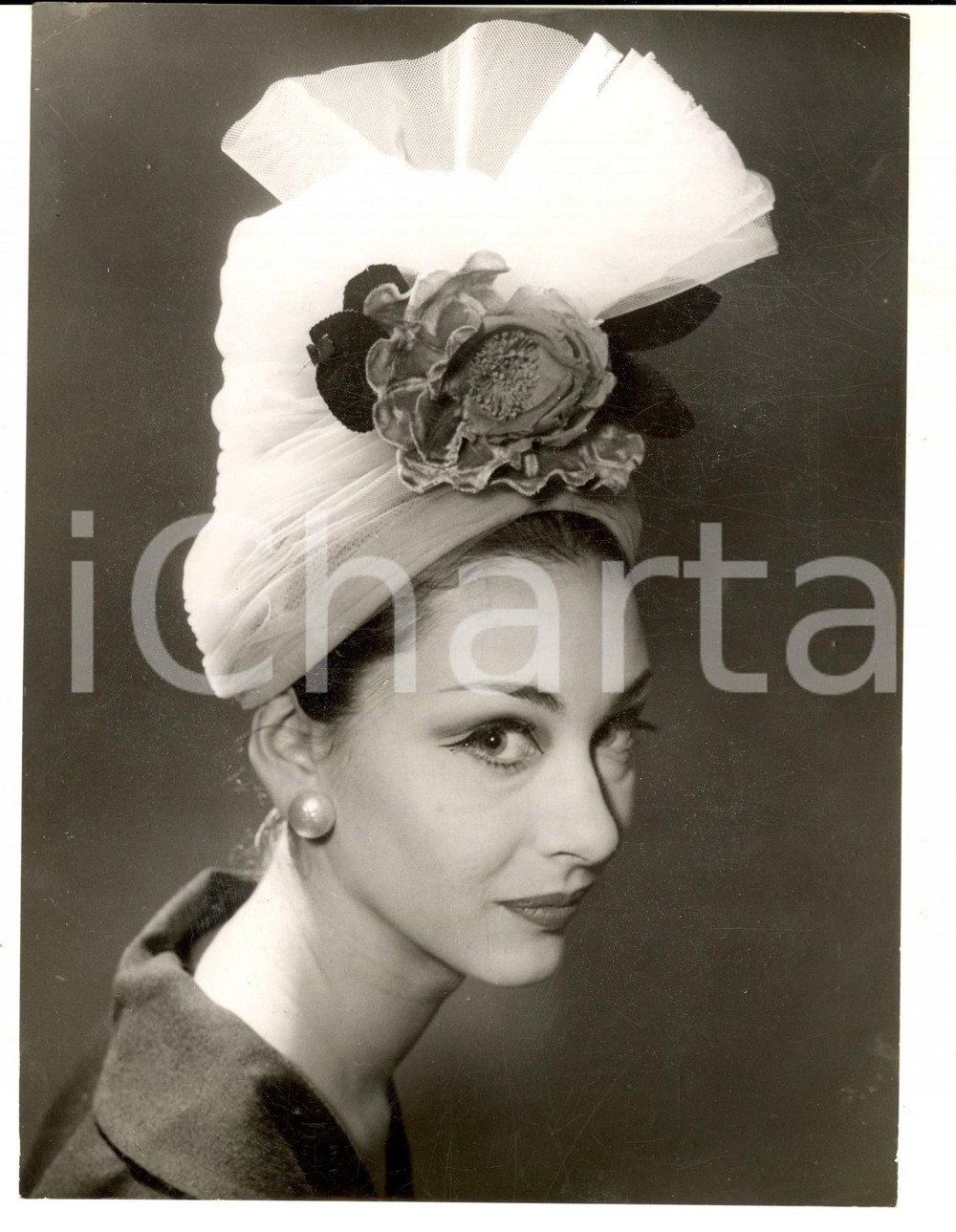 Fotografia d epoca originale 1960 LONDON FASHION Collection GINA DAVIES  Hat turban sikh Photo 14x18 1