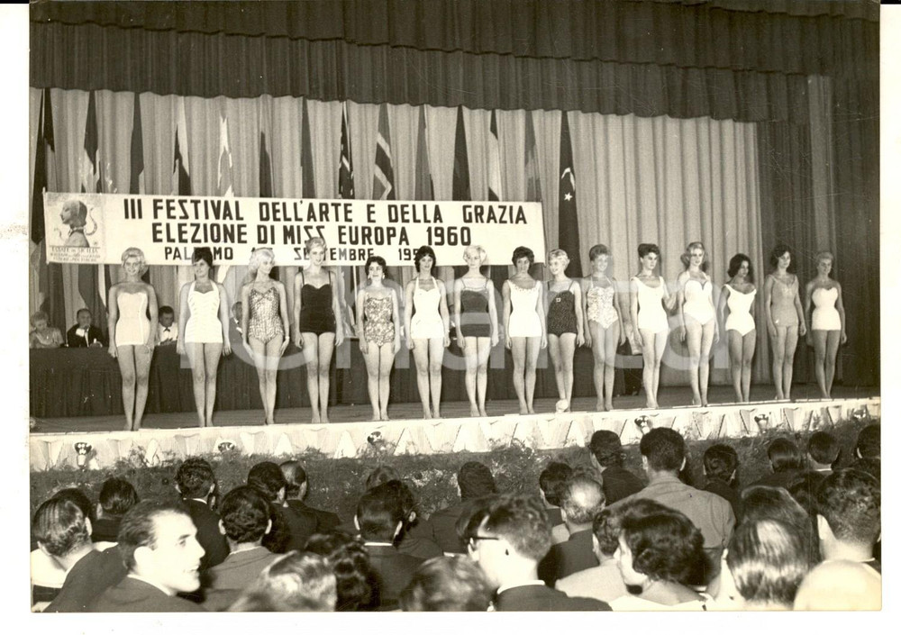 Fotografia d epoca originale 1959 PALERMO III Festival dell arte e della grazia  Elezione MISS EUROPA Foto 1