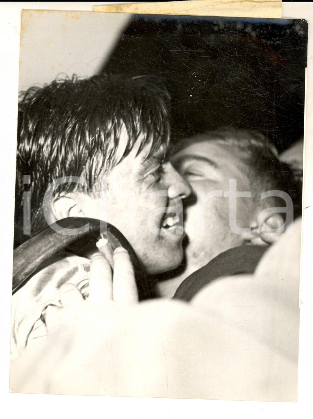 Fotografia d epoca originale 1954 SOLINGEN Mondiali CICLISMO Emiel VAN CAUTER vincitore DILETTANTI Foto 14x18 1