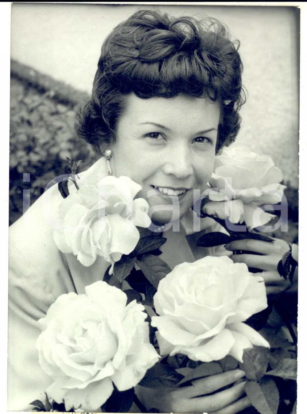 Fotografia d epoca originale 1959 BAGATELLE Rose blanche GARDEN PARTY Ã  M. HERBERT SWIN 1er prix Photo 1