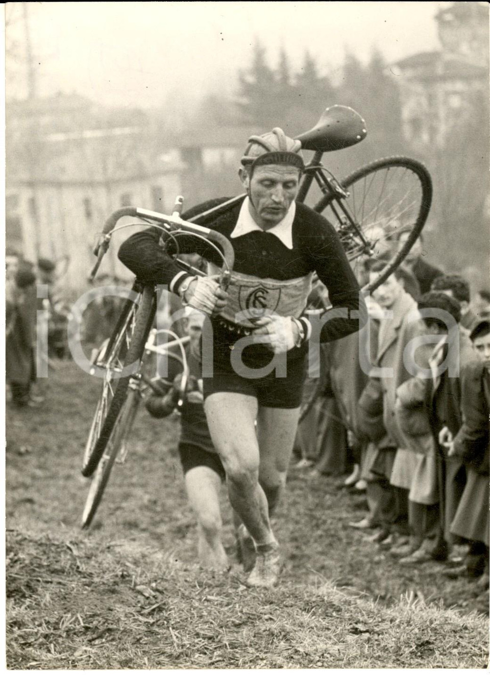 Fotografia d epoca originale 1953 MILANO CICLOCROSS Ulisse GATTO selezionato per la Nazionale Foto 14x18 1