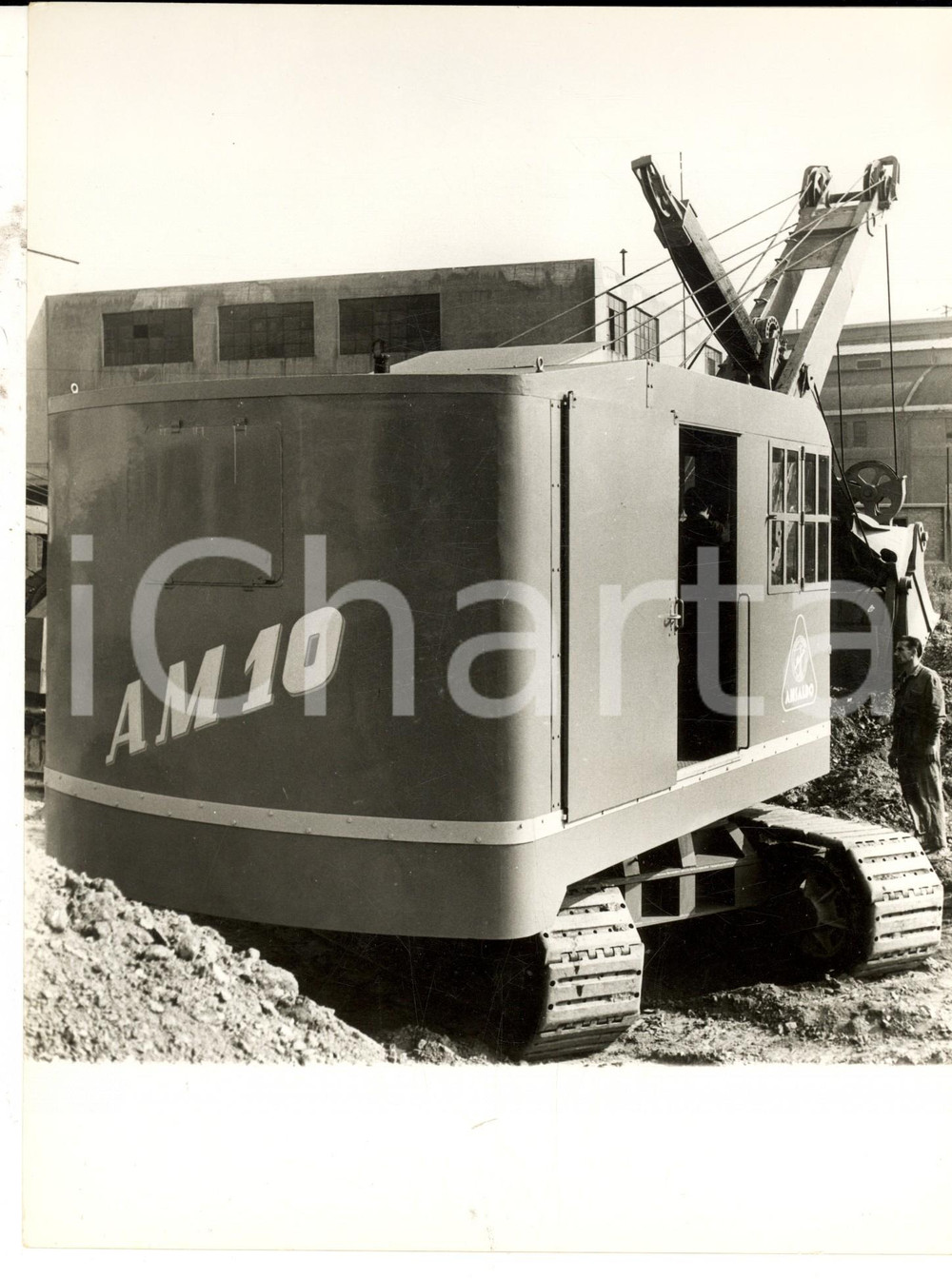 Fotografia d epoca originale 1954 GENOVA Cantieri ANSALDO Escavatore AM 10 in azione Fotografia 1