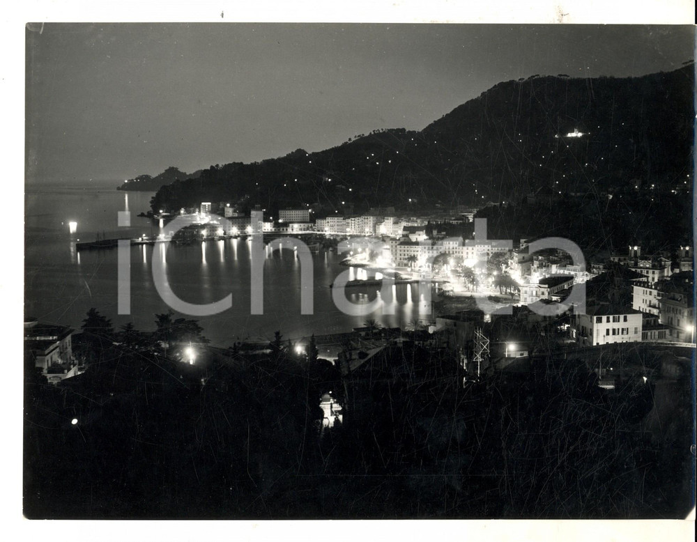 Fotografia d epoca originale 1959 SANTA MARGHERITA LIGURE Veduta panoramica notturna Foto 24x18 cm 1