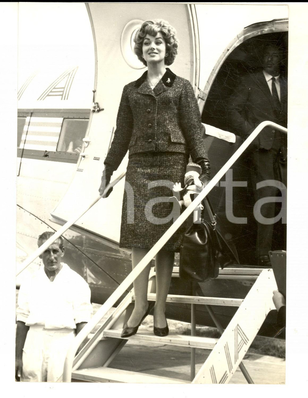 Fotografia d epoca originale 1960 ca VENEZIA MOSTRA DEL CINEMA Arrivo al Lido di Christiane MARTEL Foto 13x18 1