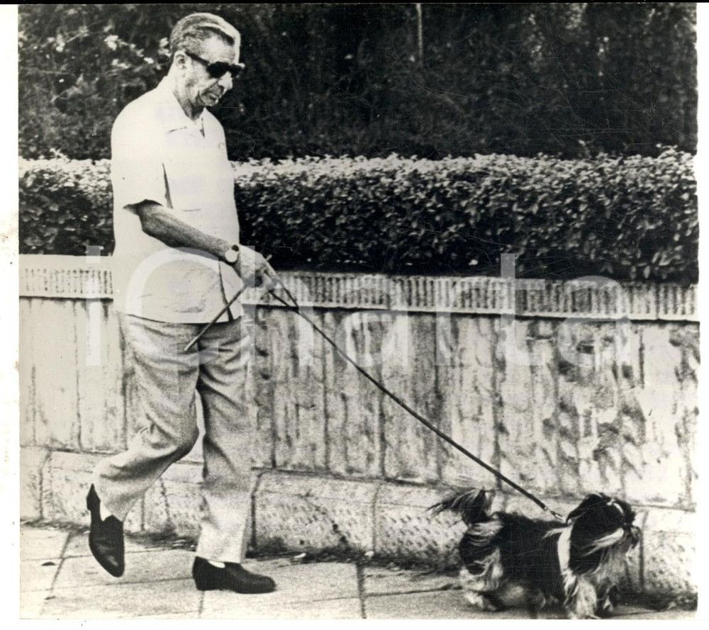 Fotografia d epoca originale 1972 TEL AVIV Ebreo mafioso Meyer LANSKY attende espulsione da Israele Foto 1