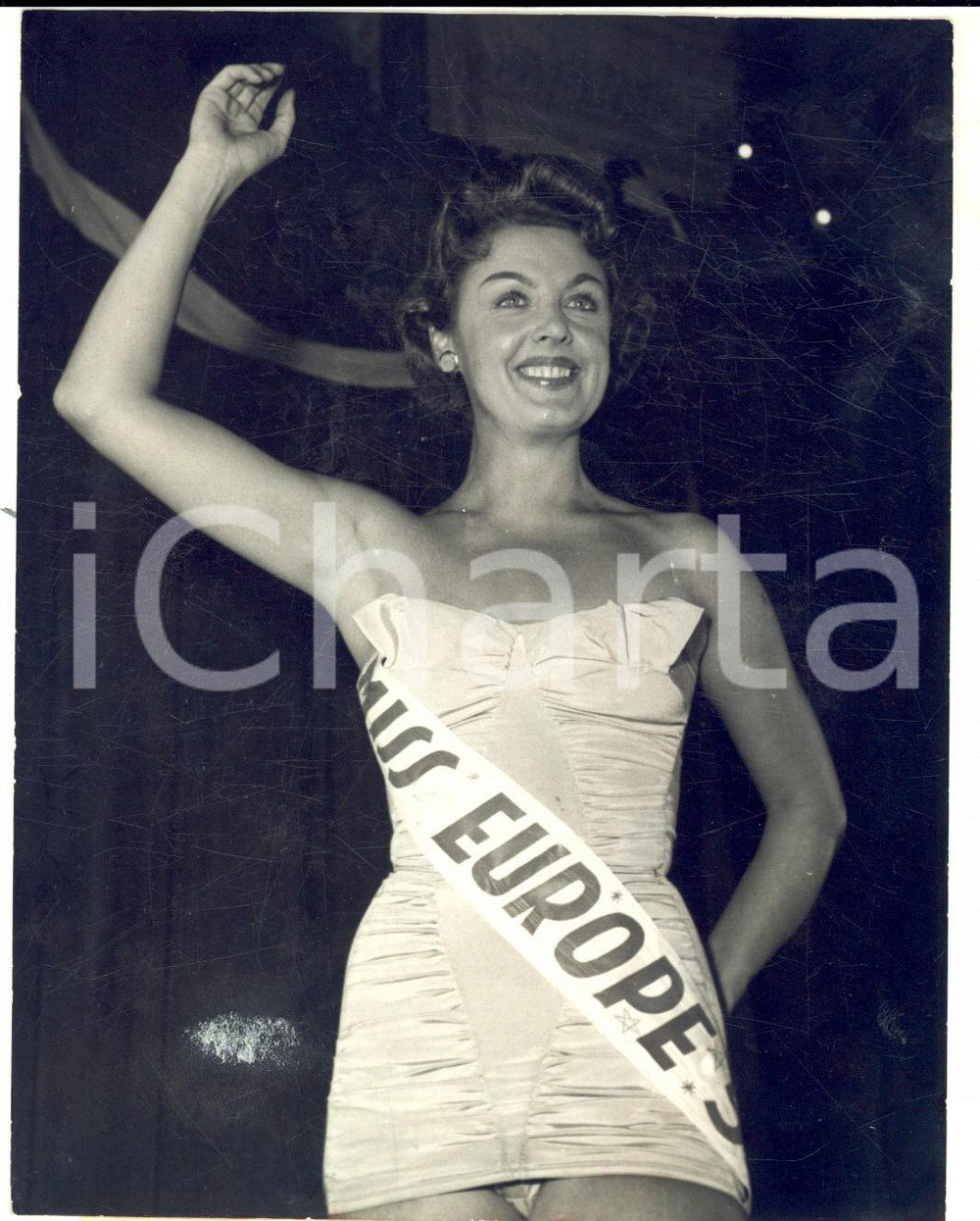 Fotografia d epoca originale 1954 Casino de VICHY MISS GERMANIA Christel SCHAAK eletta MISS EUROPA Foto 1