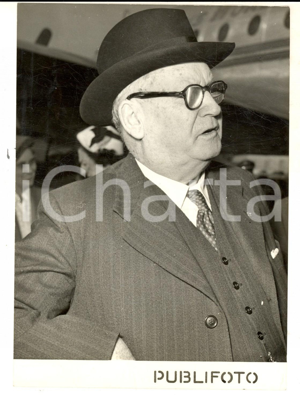Fotografia d epoca originale 1953 ROMA Daniel MALAN in Italia dopo l incoronazione di Elisabetta II Foto 1
