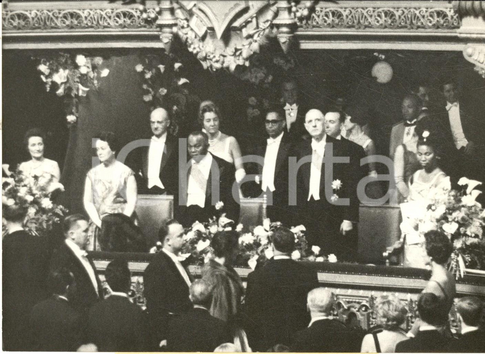 Fotografia d epoca originale 1960 OPERA DE PARIS Serata di gala per il presidente Philibert TSIRANANA Foto 1
